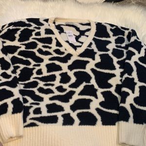 loft black ivory print sweater